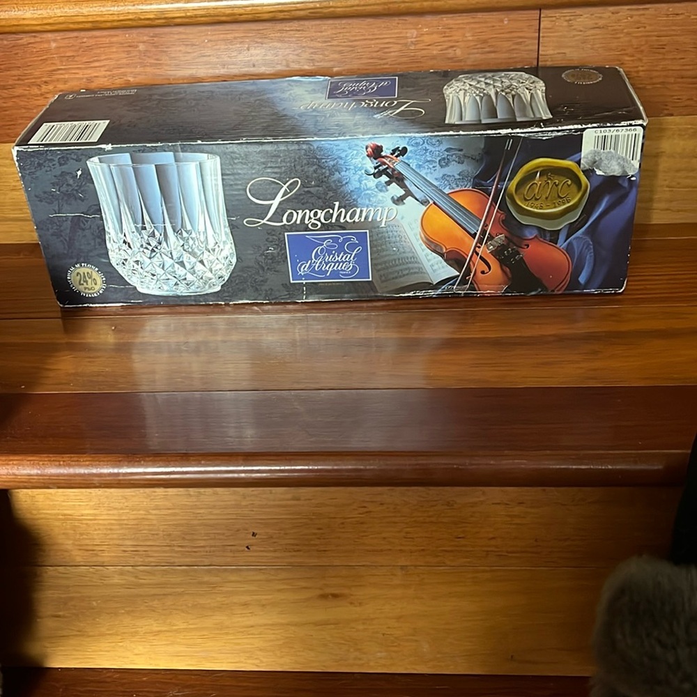Vintage Longchamp Crystal Glass Set with Box